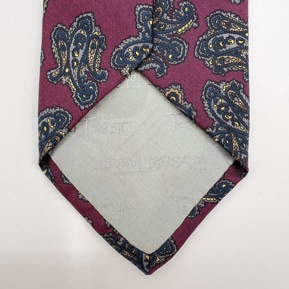Robert Talbott For Redwood & Ross Burgundy Multicolor Paisley Silk Tie Necktie - Picture 3 of 7